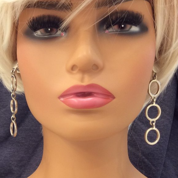 Vintage 1990 Silver chain link earrings - Picture 2 of 13